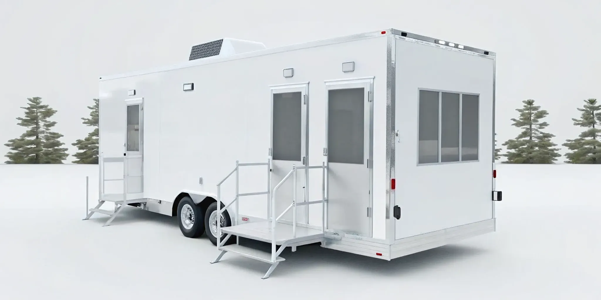 ADA compliant restroom trailer with a wheelchair ramp in Greensboro, NC.