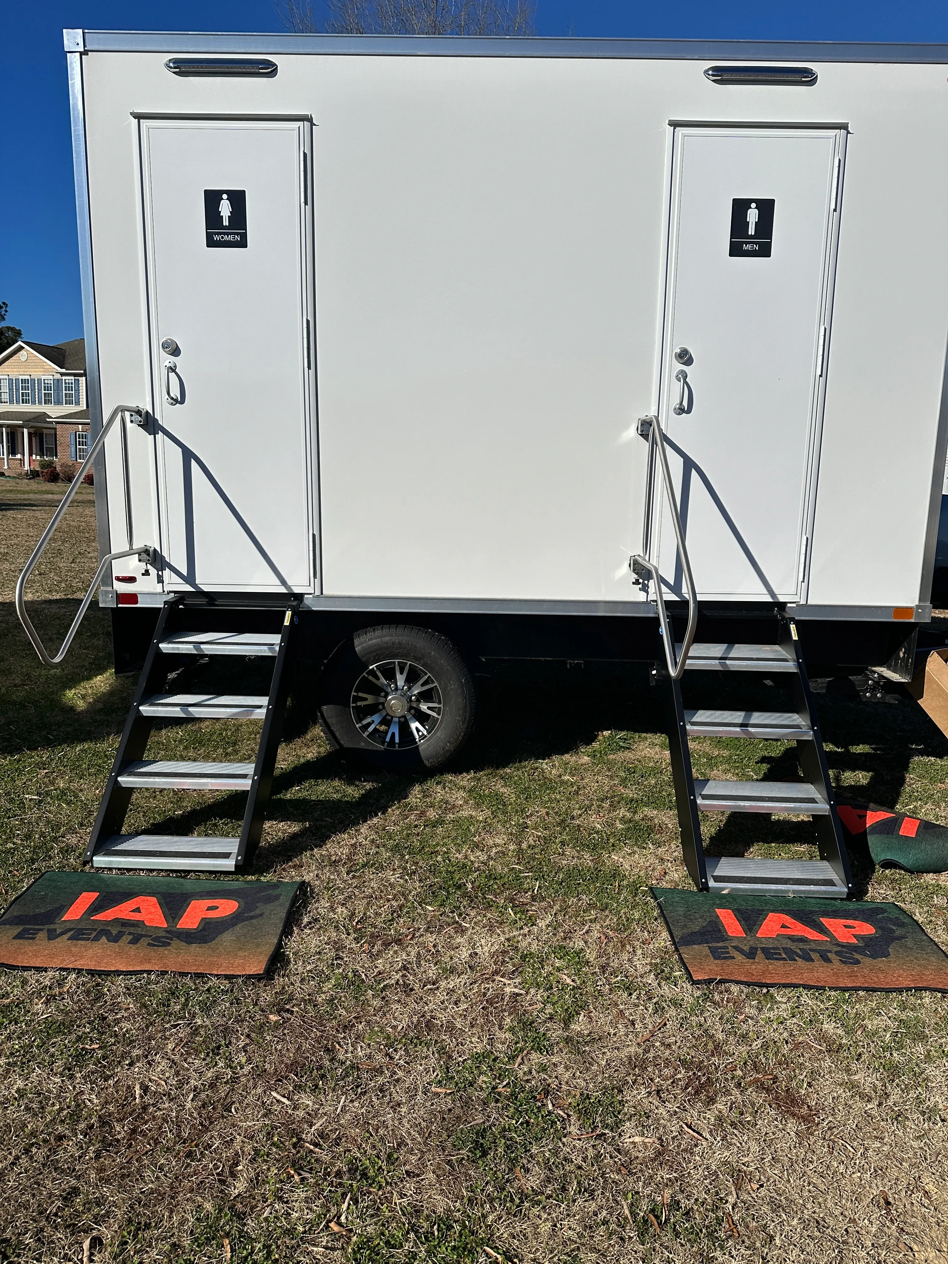 Restroom trailer servicing a private event in Apex