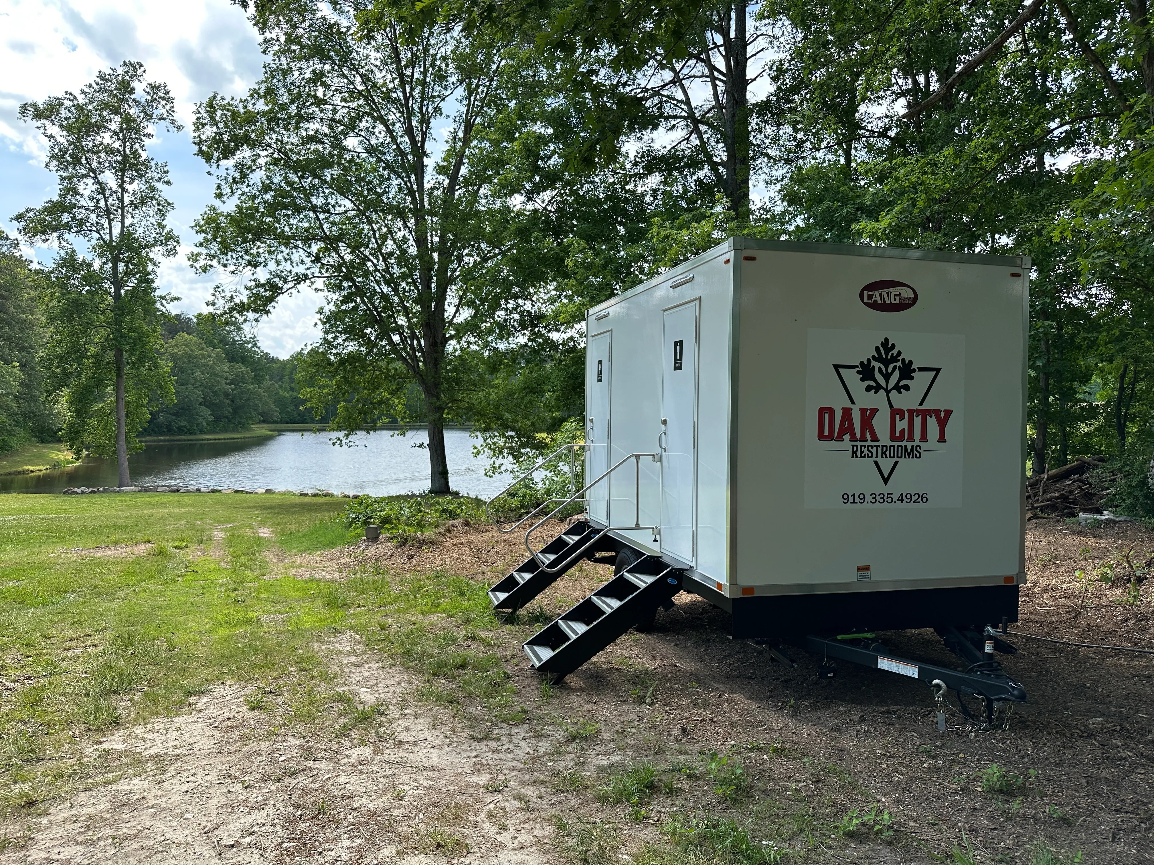Restroom Trailer set up at a Wedding in Chapel Hill