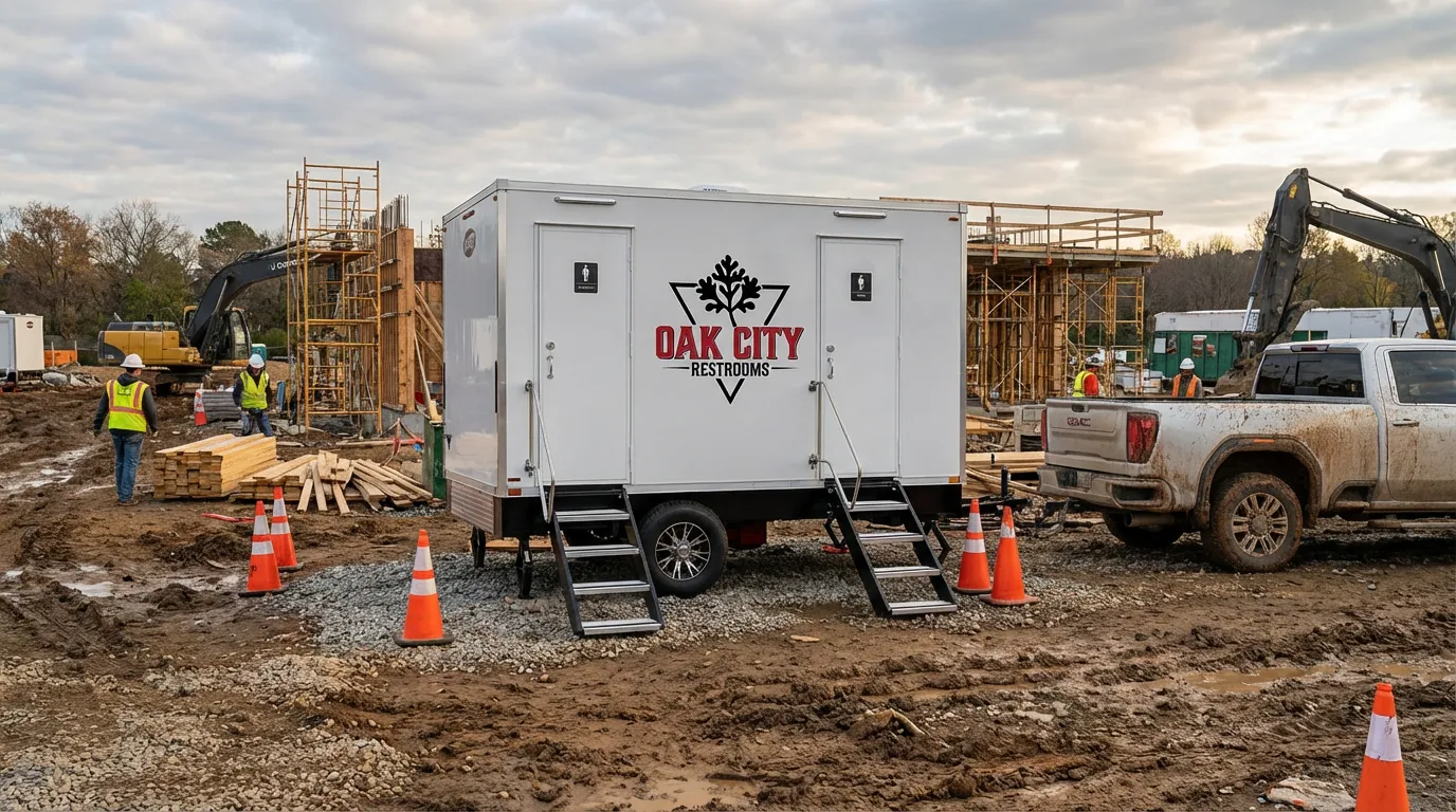 ADA-compliant restroom trailer for construction sites