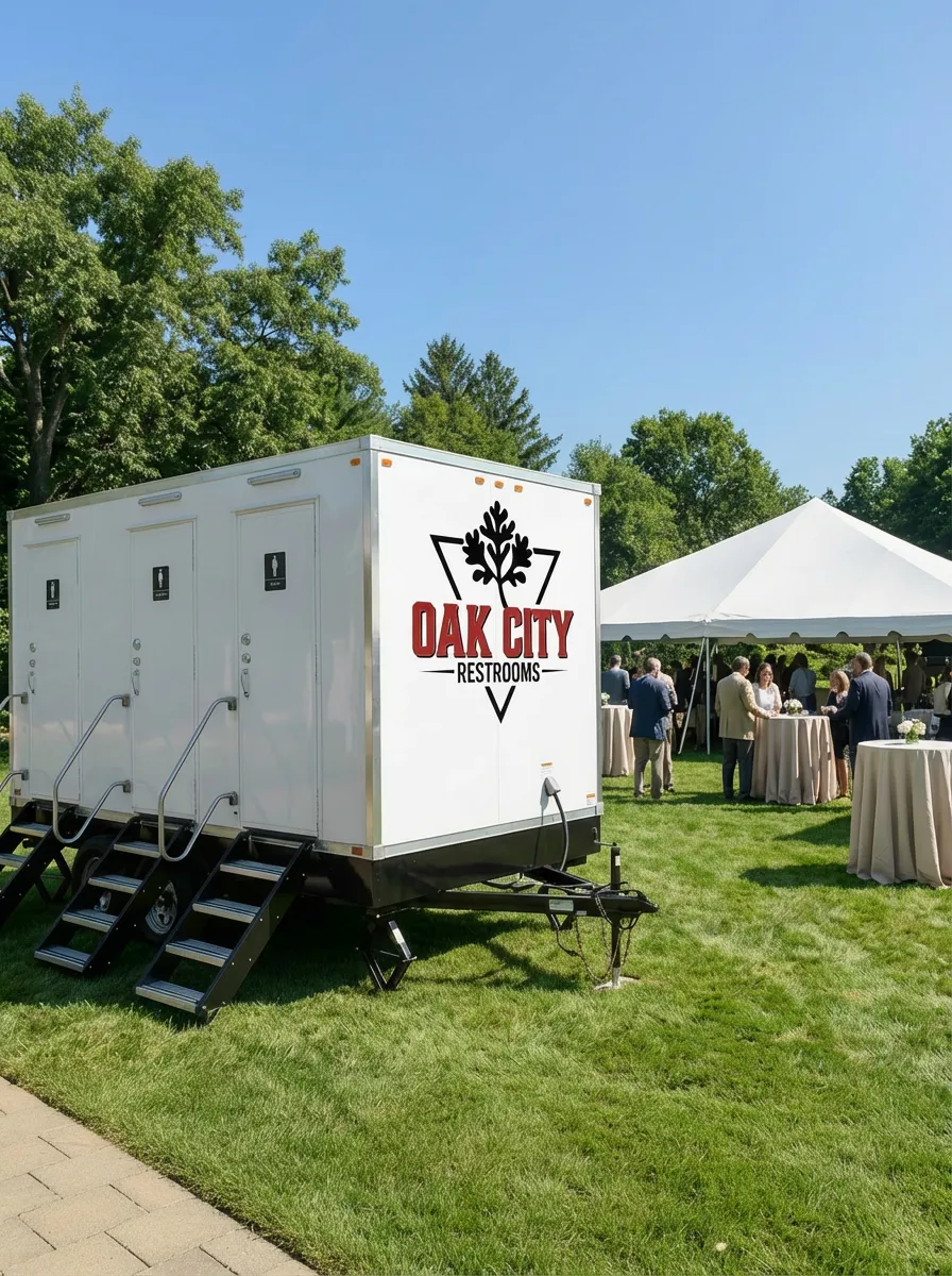 Exterior of restroom trailer