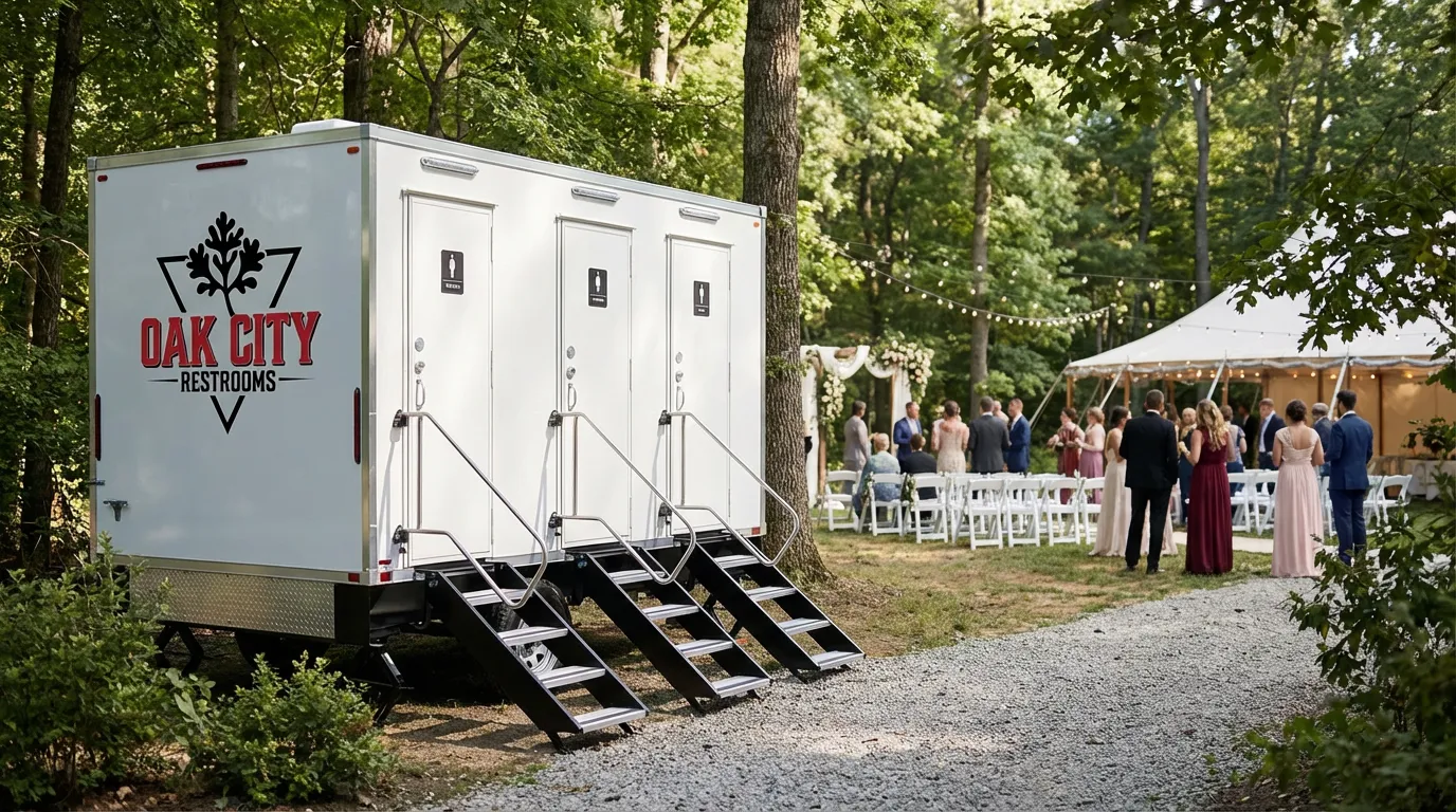 Luxury 3-station restroom trailer perfect for weddings